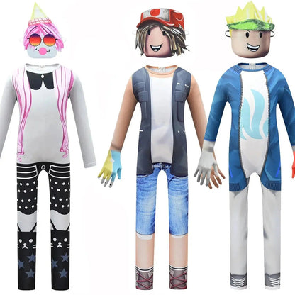New Kids ROBLOXing Cosplay Costume with Mask Boys Girls Anime Funny Party Bodysuit Halloween Carnival Fancy Dress Jumpsuits+mask Trikidsworld