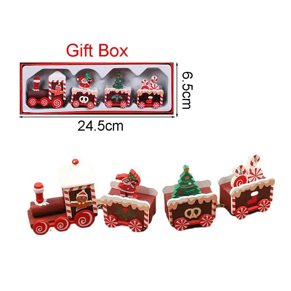 Christmas Wood Train Decoration,Christmas Ornaments With Moving Train,Home Noel,Happy New Year 2025 Gifts Trikidsworld