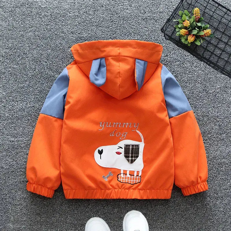 Spring - Autumn Jackets with Puppy Patterns for 3 - 10 - Year - Old Boys and Girls, Hooded with Ear - like Decorations Trikidsworld