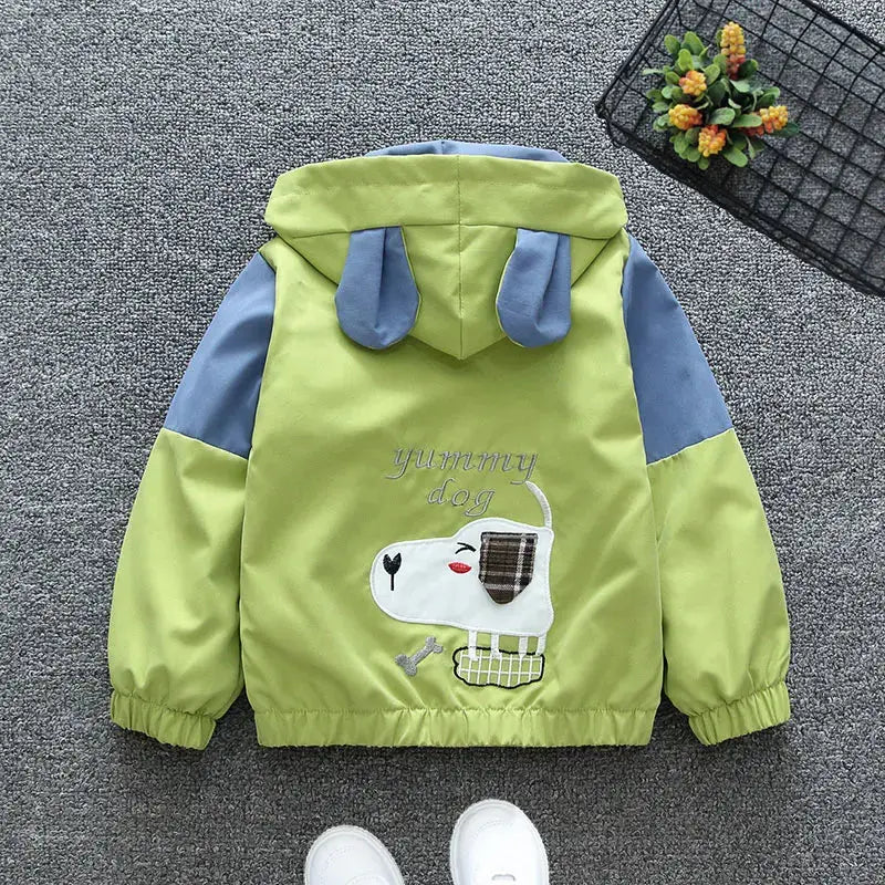 Spring - Autumn Jackets with Puppy Patterns for 3 - 10 - Year - Old Boys and Girls, Hooded with Ear - like Decorations Trikidsworld