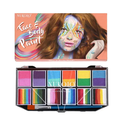 12 Colours Water-Soluble Rainbow Palette Children's Face Body Paint, Halloween Stage Makeup Body Paint Pigments Face Makeup Trikidsworld