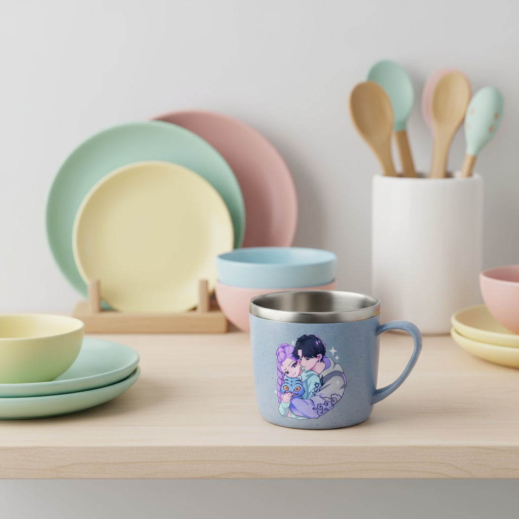 KPop Demon Hunters 304 Stainless Steel Mouth Cup Wheat Straw Element Cute Water Cups Household Anti-scalding Drinking Glass Gift Trikidsworld