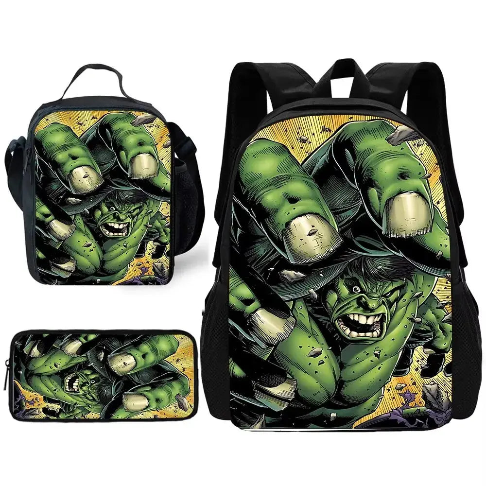 Marvel Hulk Kids School Backpack Set with Lunch & Pencil Bags Trikidsworld