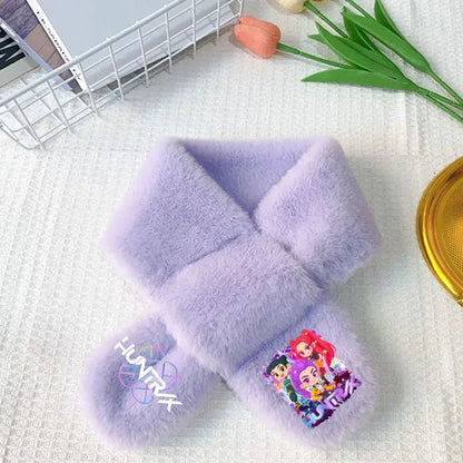 Kpop Demon Hunters Scarf Winter Warm Girl Kids Cartoon Kawaii Neck Scarve Thickened Scarf Stuffed Soft for Lady Birthday Gift Trikidsworld