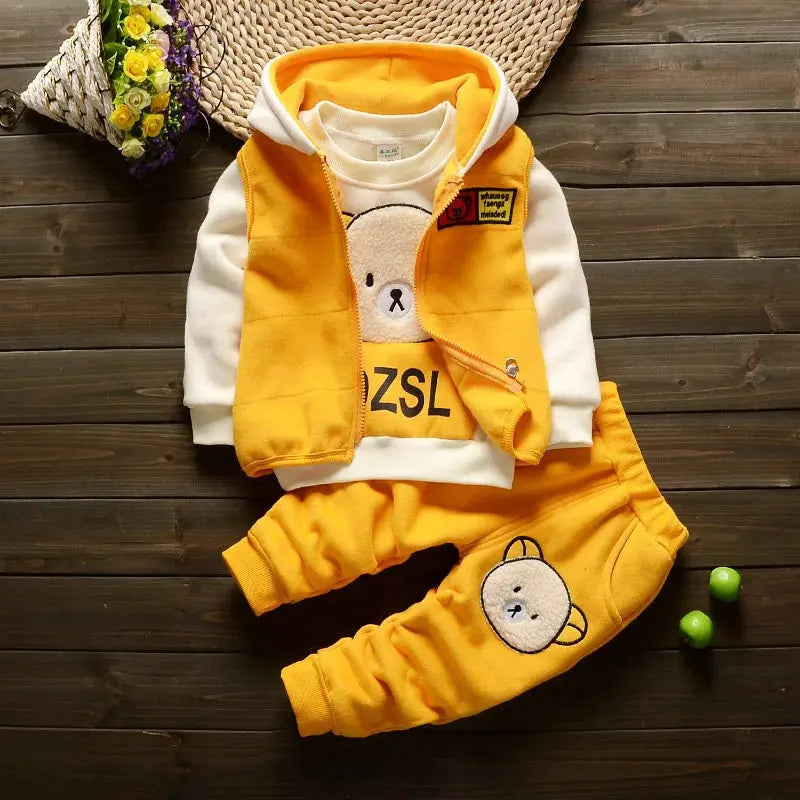 New Clothing Sets Baby Boys Girls Winter Plus Velvet Thick Flannel Fleece Homewear 3Pcs Children Warm Cartoon Sleepwear Suit Trikidsworld