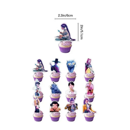 Demon Hunters Birthday Party Decor Tableware Banner Decorations Cake Topper Balloon Girl Kid Korean Kpop Anime Party Supplie Set Trikidsworld