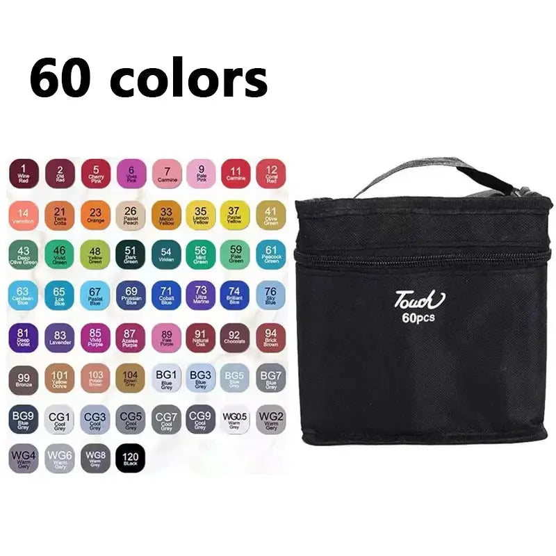 24-80 Colors Double Headed Oily Art Marker Pen Set for Drawing Trikidsworld