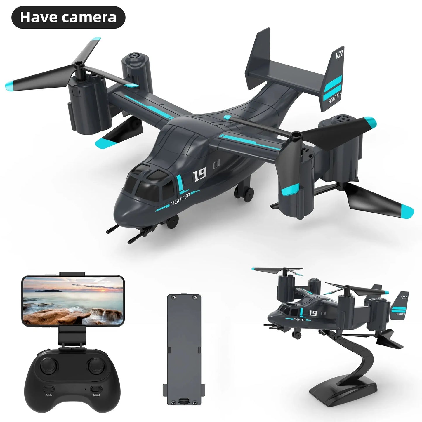 480P Remote Control Helicopter Drone Fighter Uav Land Air Mode Aircraft Brushless Motor Rc Aircraft for Children Kids Plane Toys Trikidsworld
