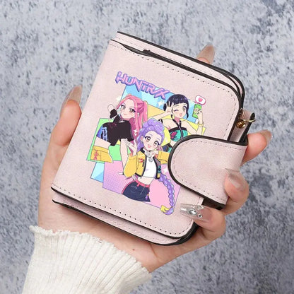 KPop Demon Hunters Leather PU Women's Short Wallet Fashion Casual Trifold Buckle Wallets Multi-Card Holder Cute Anime Coin Purse Trikidsworld
