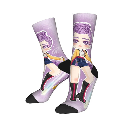 Baby Saja KPop Demon Hunters Chibi Art Stockings Custom Leisure Socks Autumn Non Skid Socks Men Outdoor Sports Medium Soft Socks Trikidsworld