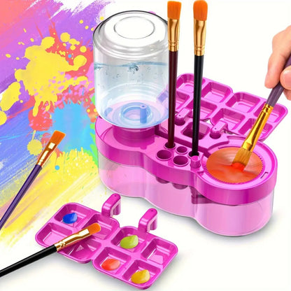 New Paint Brush Cleaner With Drain Button Automatic Water Circulation Paint Brush Cleaning Machine Cleaning Bucket Art Tools Trikidsworld
