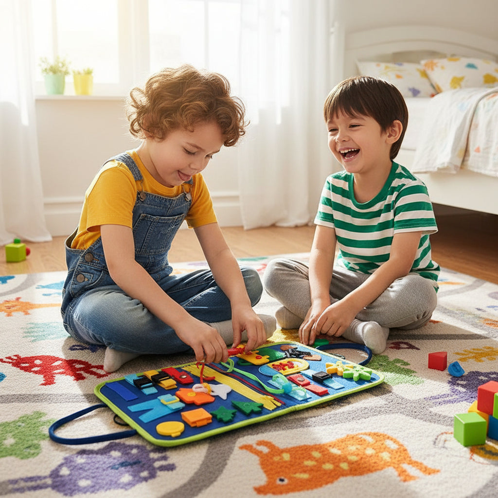 Montessori Busy Board Educational Activity Developing Sensory Board Fine Basic Dress Motor Skills Travel Toy Gift for Boys Girls Trikidsworld