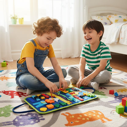 Montessori Busy Board Educational Activity Developing Sensory Board Fine Basic Dress Motor Skills Travel Toy Gift for Boys Girls Trikidsworld