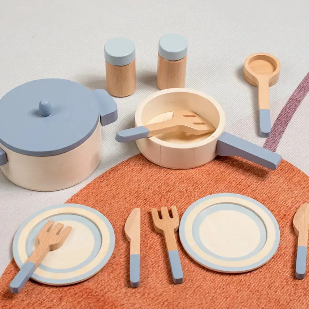 Wooden Mini Kitchen Playset – Pretend Cookware for Kids Trikidsworld