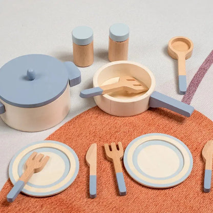 Wooden Mini Kitchen Playset – Pretend Cookware for Kids Trikidsworld