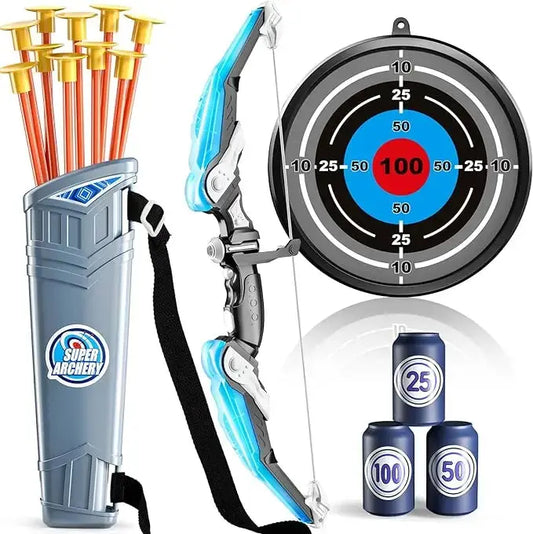 Kids Bow and Arrow Set, LED Light Up Archery Toys Set for Kids Ages 4-8 8-12, with 10 Suction Cup Arrows, Target & Quiver, Boys Trikidsworld