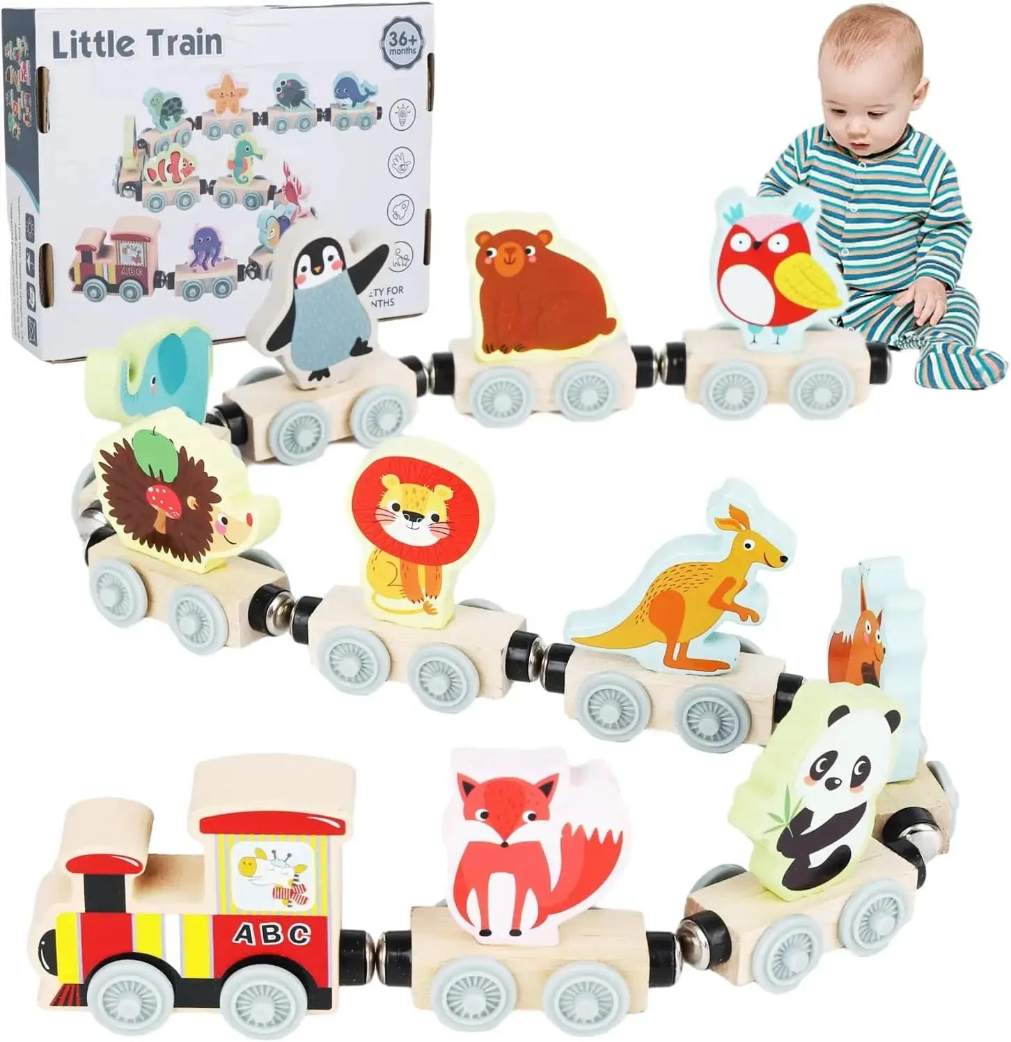 Montessori Magnetic Wooden Train Toy – Early Educational Animal Sorting Learning Set for Kids Trikidsworld