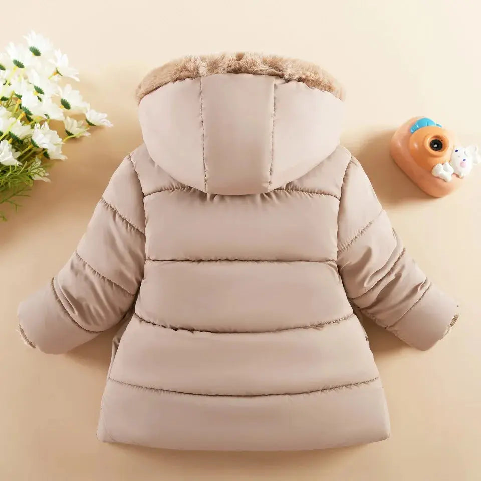 Warm Winter Jacket For Girl Large Hairy Collar Casual Thickened Cotton Jacket Korean Style Baby Down Jacket		Children's Coat Trikidsworld