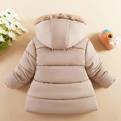 Warm Winter Jacket For Girl Large Hairy Collar Casual Thickened Cotton Jacket Korean Style Baby Down Jacket		Children's Coat Trikidsworld