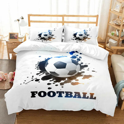 Watercolor Soccer Children Duvet Cover Set King Queen Double Full Twin Single Size Bed Linen Set Trikidsworld