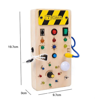 Montessori Busy Board Sensory Toys Wooden With LED Light Switch Control Board Travel Activities Children Games For 2-4 Years Old Trikidsworld