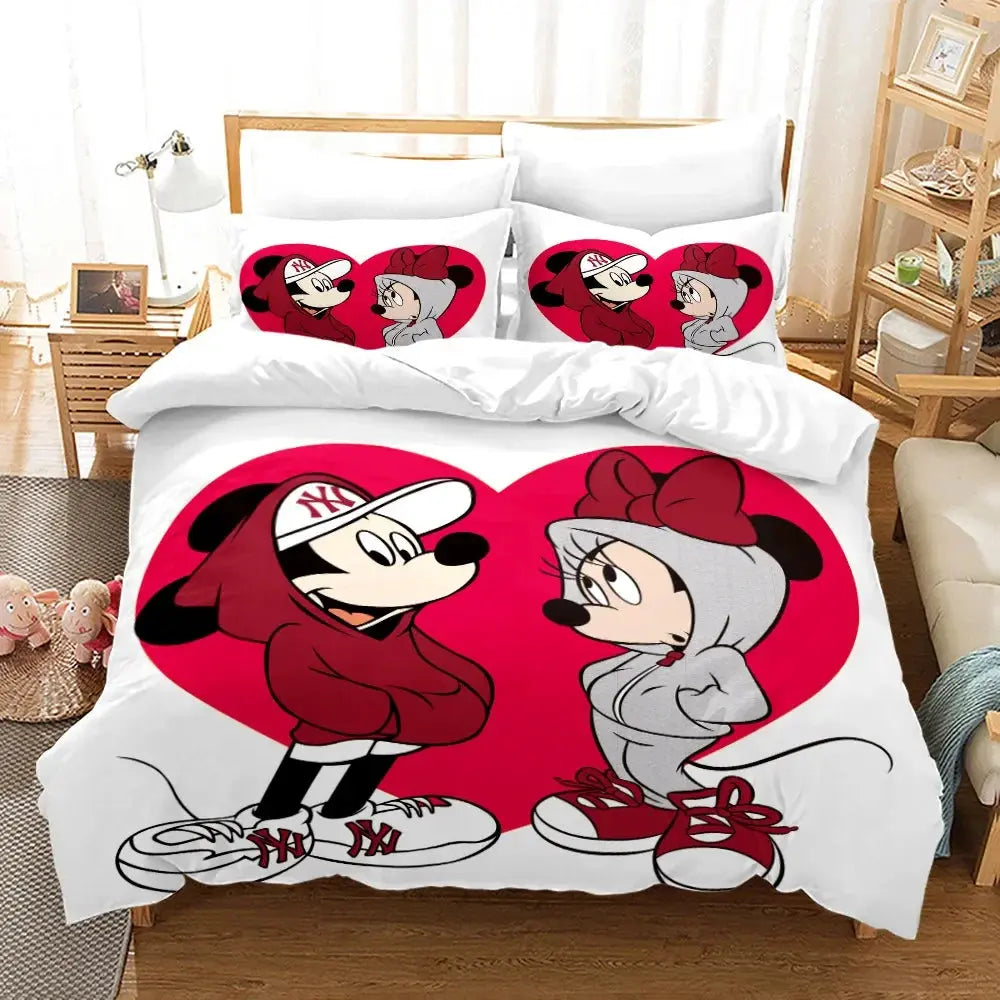 Mickey Minnie Mouse Bedding Sets Comforter Quilt Bed Cover Duvet Cover Pillow Case 2-3 Pieces Sets Kids Adult Size Trikidsworld