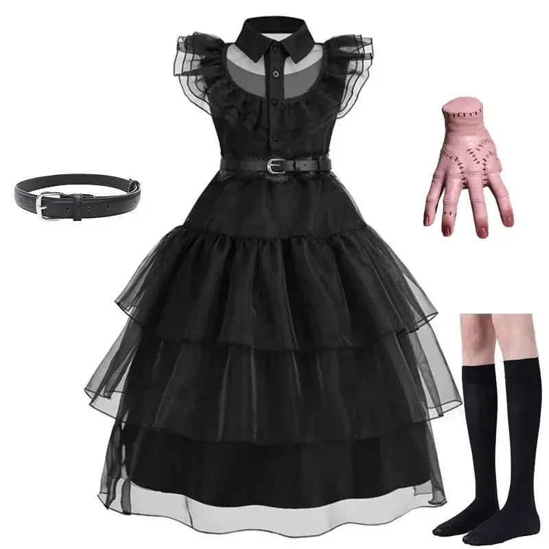 Horror Movie Wed Costume Girls Halloween Black Events Cosplay Dress Children Fashion Gothic Vestido Kids Evening Party Clothes Trikidsworld