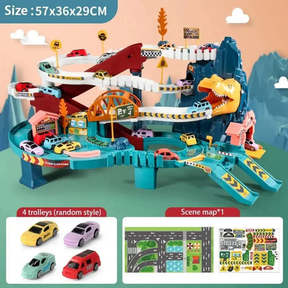Electric Dinosaur Mountain Track Car Adventure Game Racing Rail Car Toys Track Interactive Train Children's Educational Toys Trikidsworld