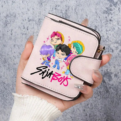 KPop Demon Hunters Leather PU Women's Short Wallet Fashion Casual Trifold Buckle Wallets Multi-Card Holder Cute Anime Coin Purse Trikidsworld