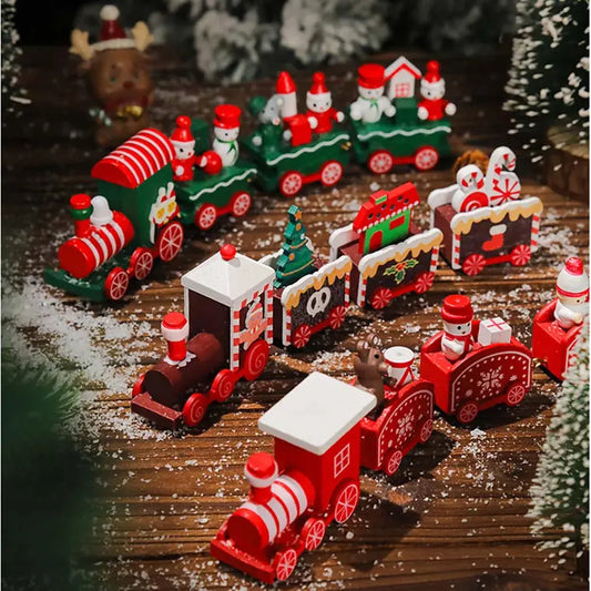 Christmas Wood Train Decoration,Christmas Ornaments With Moving Train,Home Noel,Happy New Year 2025 Gifts Trikidsworld