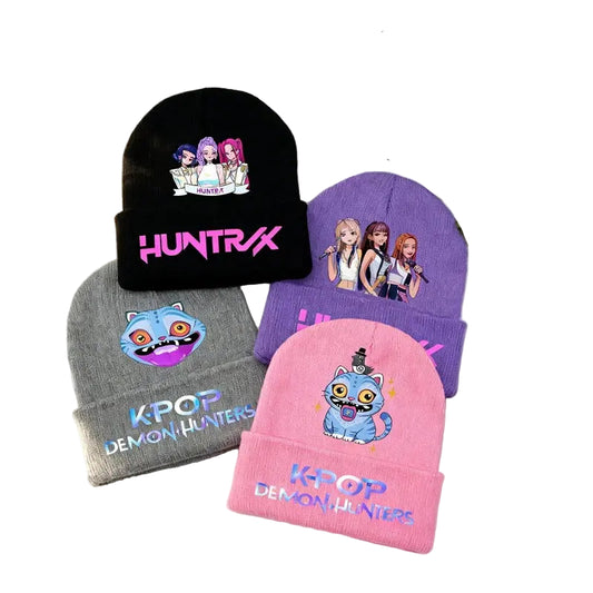 Kpop Demon Hunter Cute Knitted Hat Girls Anime  Rumi Mira Zoey Cap Kids Winter Outdoors Warm Beanies Kid Headgear Birthday Gift Trikidsworld