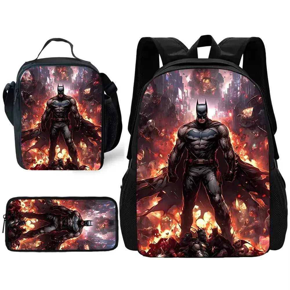 Batman Kids Backpack Set 3pcs – School, Lunch & Pencil Bags Trikidsworld