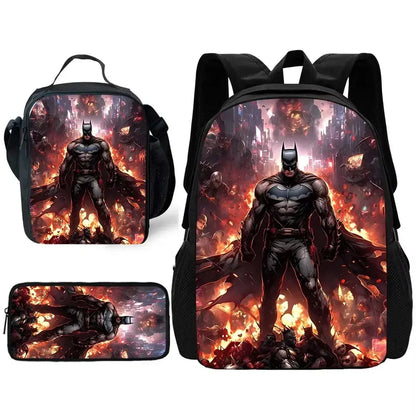 Batman Kids Backpack Set 3pcs – School, Lunch & Pencil Bags Trikidsworld