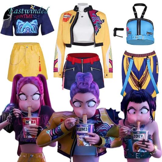 Kids Girls Rumi Zoey Mira Cosplay Costume Outfits Cartoon Demon Hunter of KPop Roleplay Children Suits Halloween Carnival Party Trikidsworld