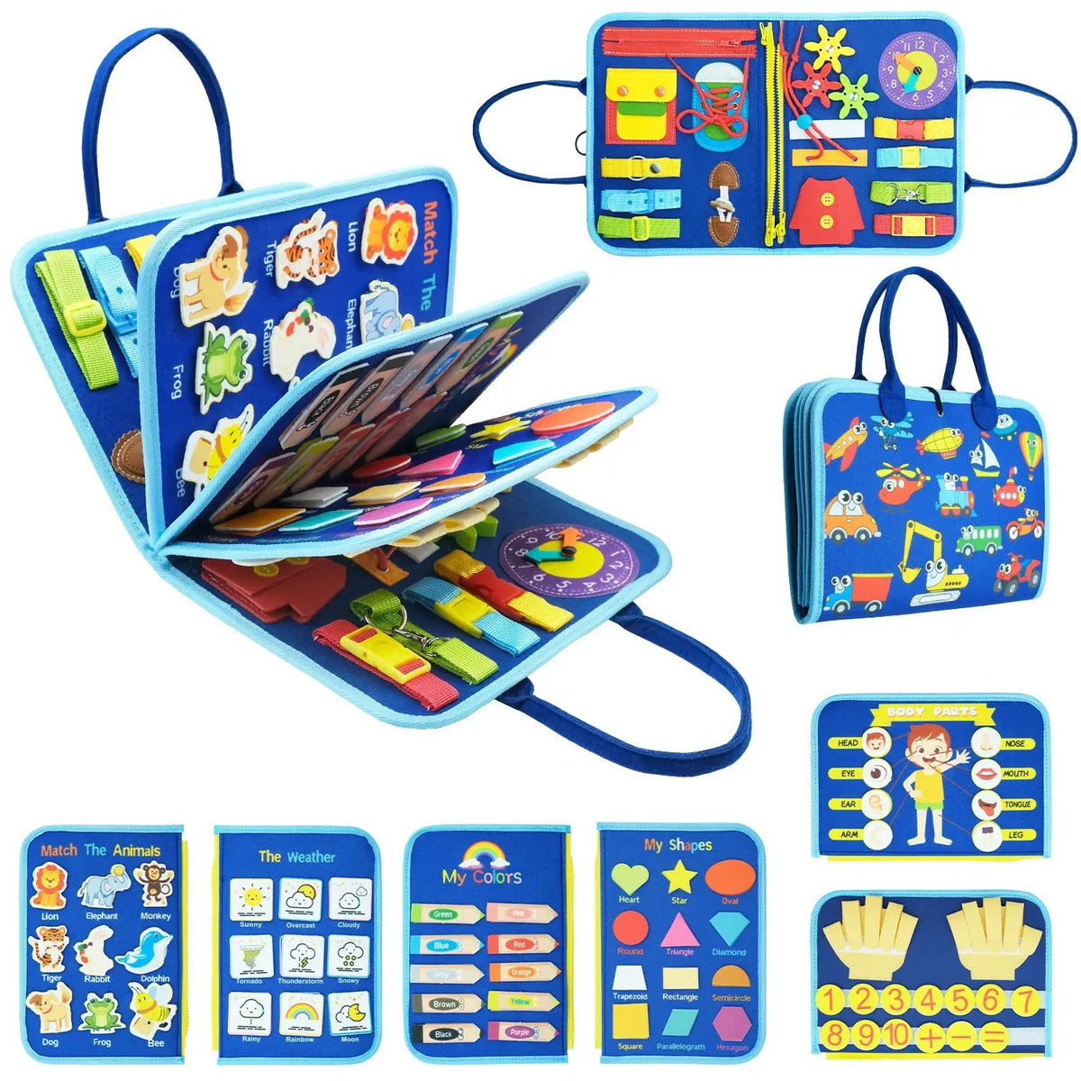 Montessori Toddler Busy Board,Autism Sensory Toys，Educational Activity Motor Skills Baby, Life Skills Learning Toys for Kids Trikidsworld