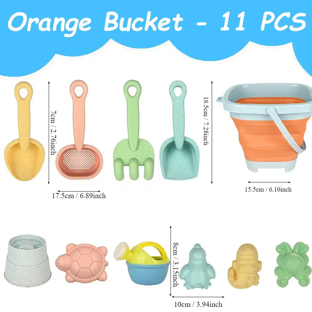 Kids Beach Sand Toys Set 11Pcs – Shovel, Molds & Bucket for Outdoor Fun Trikidsworld