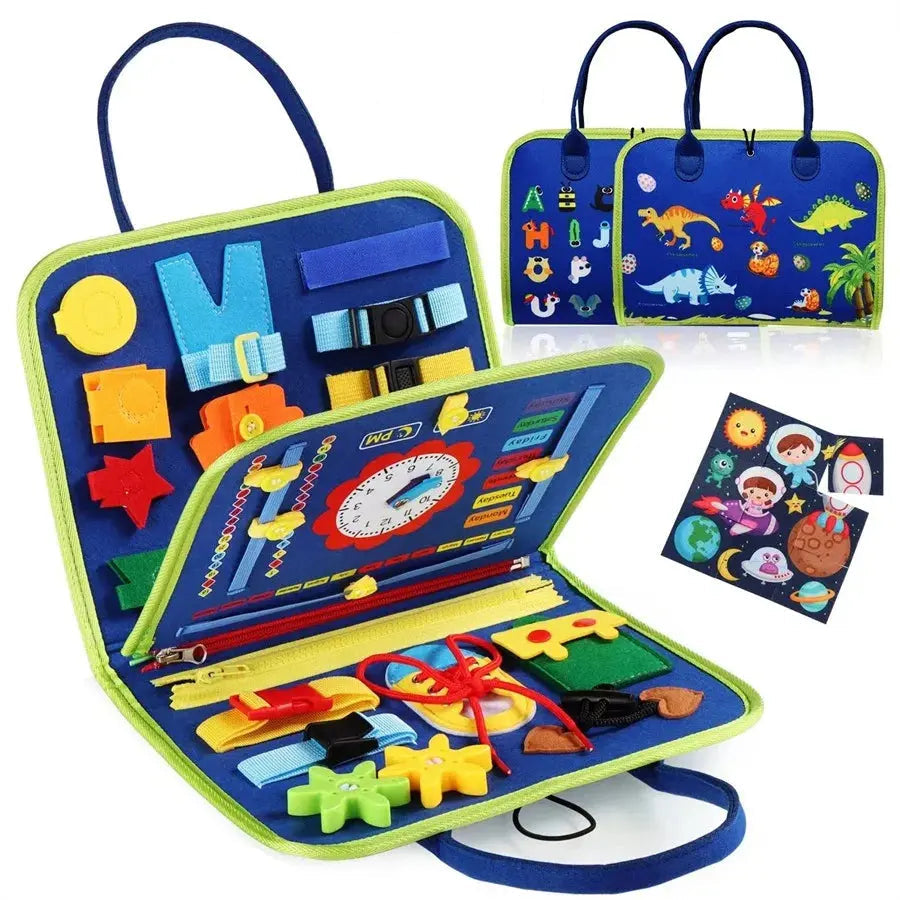 Montessori Busy Board Educational Activity Developing Sensory Board Fine Basic Dress Motor Skills Travel Toy Gift for Boys Girls Trikidsworld