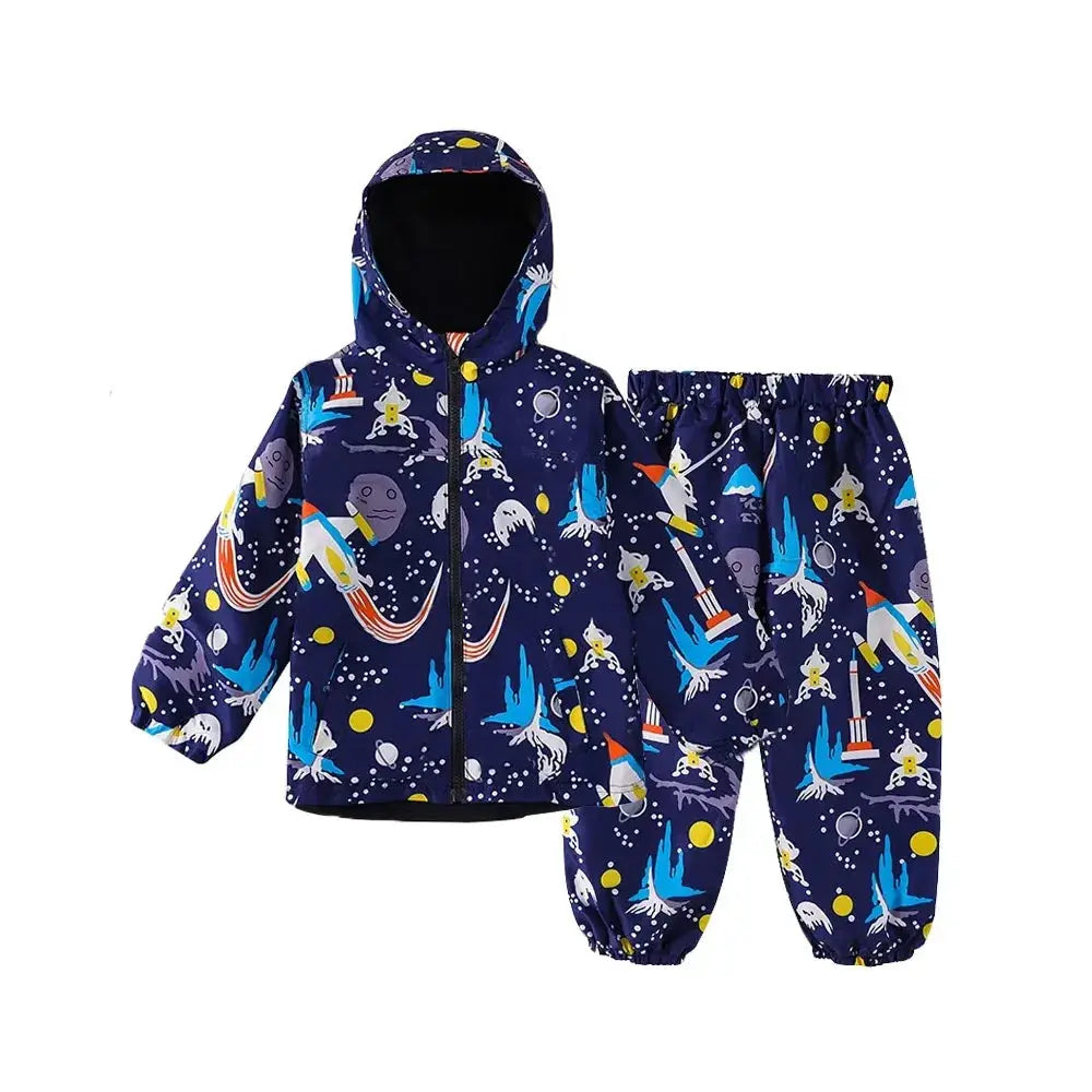 Children's Clothing Sets Cartoon Raincoat Suit Girls Boys Sets Waterproof Top and Pants 2pcs For Kids Hooded Jacket And Trousers Trikidsworld
