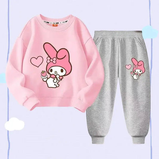 Autumn Baby Girl Clothes Set Children Sanrio My Melody Cartoon Print Sweatshirt and Pants 2 Pieces Suit Kid Long Sleeved Suit Trikidsworld