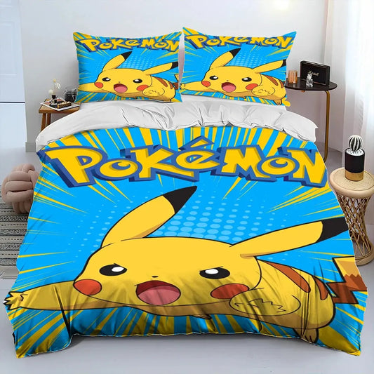 Pikachu Pokémon 3D Bedding Set – Duvet Cover & Pillowcase for Kids Trikidsworld