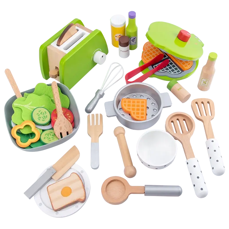 Wooden Kids Kitchen Set – Pretend Play with Pots & Food Trikidsworld