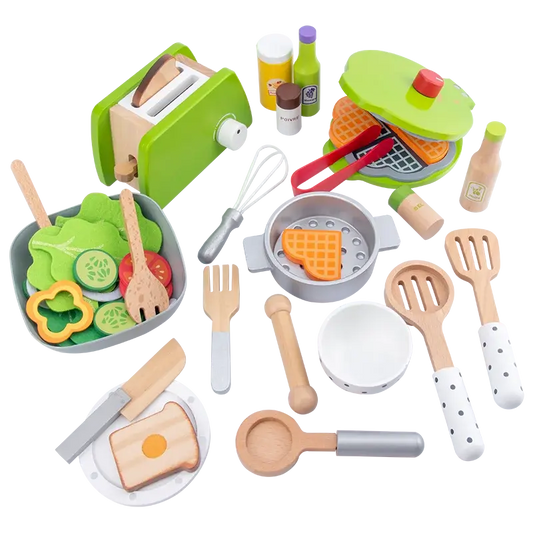 Wooden Kids Kitchen Set – Pretend Play with Pots & Food Trikidsworld