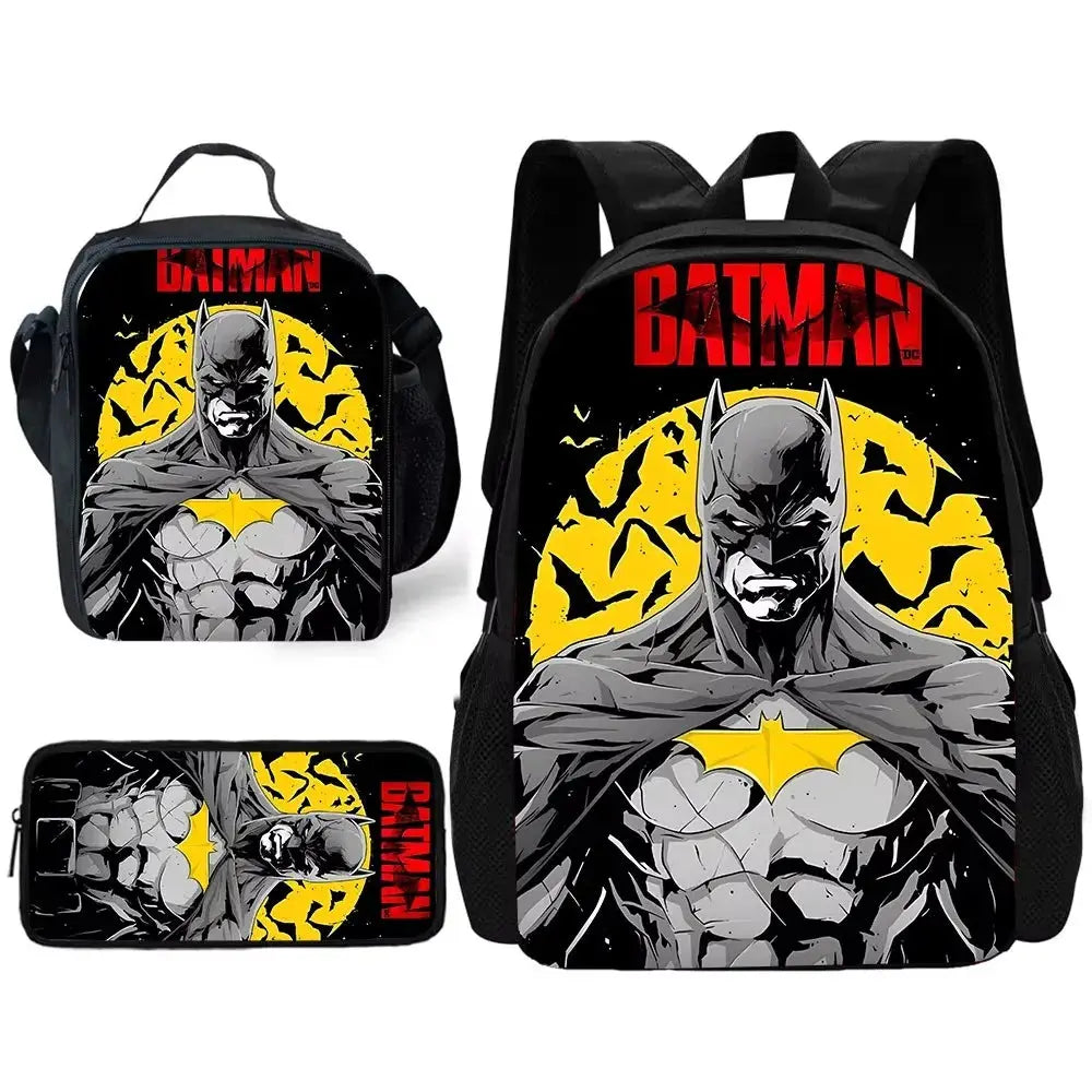 Batman Kids Backpack Set 3pcs – School, Lunch & Pencil Bags Trikidsworld
