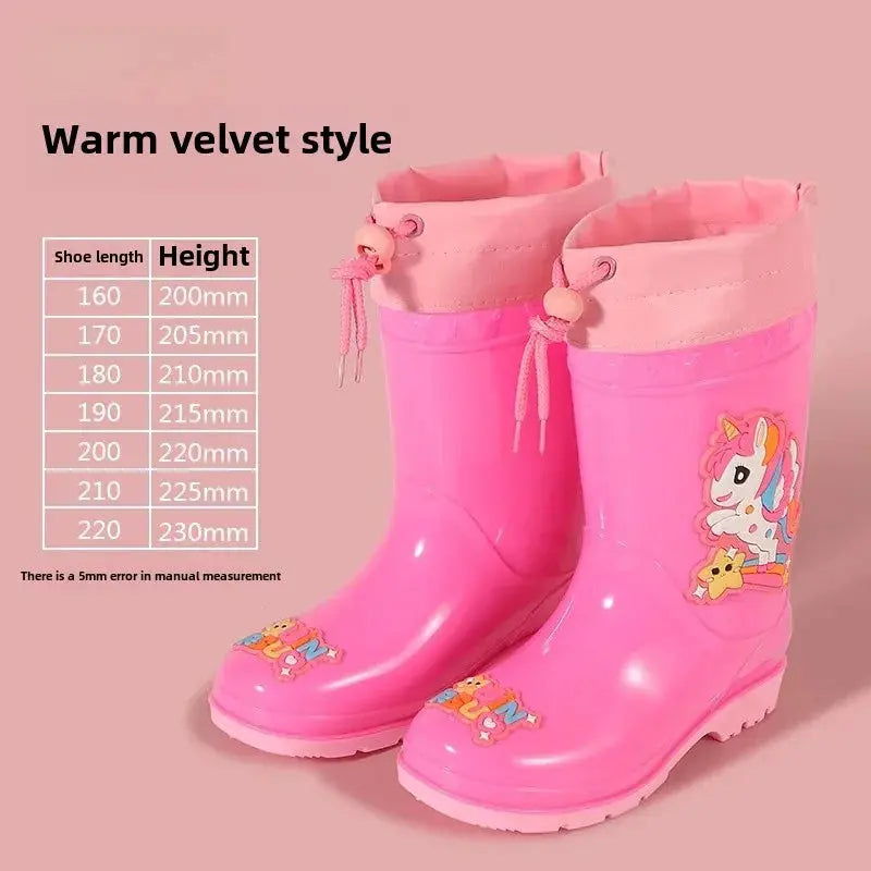 Children's Rain Boots Anti-Slip Fleece Lined Waterproof Unisex Detachable Booties for Kindergarten Baby Shoes Trikidsworld