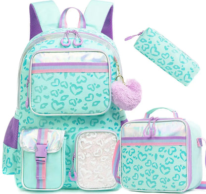 Meetbelify Backpack for Girls Schoolbag Aesthetic Backpack for Elementary Student Teen Girls Bookbag with Lunchbox and Penbag Trikidsworld