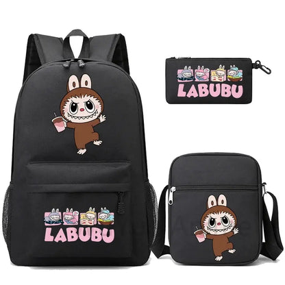 3Pcs/set Cartoon Printed Backpack Teenager Student Boy Girl Schoolbag Larger Capacity Bagpack Travel Bag Kid Gift Mochila Trikidsworld