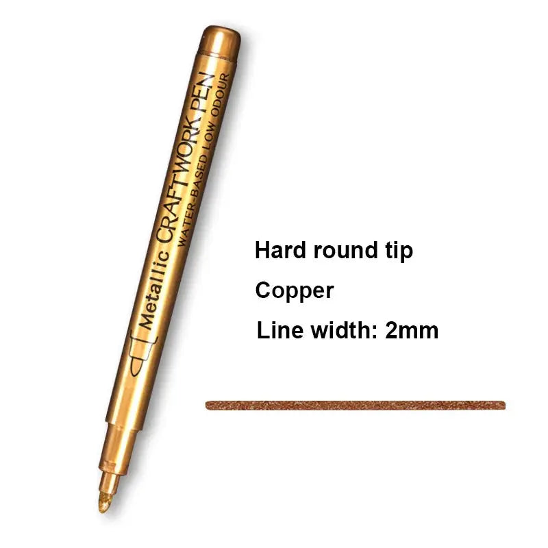 2/1Pc Brush Metallic Marker Pens Gold Silver Color Permanent Art Marker For Manga Crafts Scrapbooking School Stationery Supplies Trikidsworld