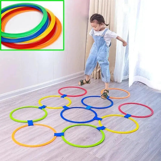 Outdoor Kids Funny Physical Training Sport Toys Lattice Jump Ring Set Game with 10 Hoops 10 Connectors for Park Play Boys Girls Trikidsworld