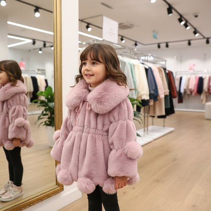 1-7 Year Baby Girls Jacket Autumn Winter Warm Faux Fur Coat For Girls Christmas Princess Outwear Fashion Plush Children Clothing Trikidsworld