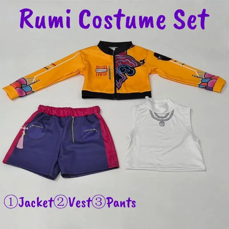 K-Pop Rumi Zoey Mira Demon Hunters Cosplay Costume for Girl Halloween Stage 3D Printed Pattern Role Play Clothes Trikidsworld